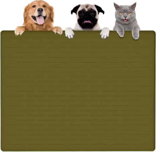 Thinken Hundefuttermatte, 100,3 x 74,9 cm, Silikon, Hunde- und Katzenmatte für Futter- und Wassernäpfe, wasserdicht, rutschfest, XXXL, Futtermatte für Böden (Avocadogrün) von Goldleaf