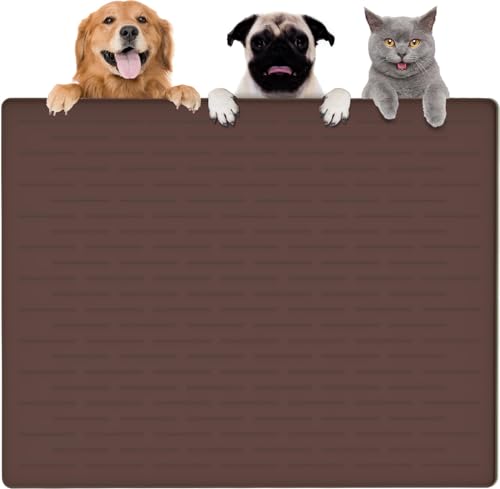 Thinken Hundefuttermatte, 100,3 x 74,9 cm, Silikon, Hunde- und Katzenmatte für Futter- und Wassernäpfe, wasserdicht, rutschfest, XXXL, für Böden (Dunkelbraun) von Goldleaf