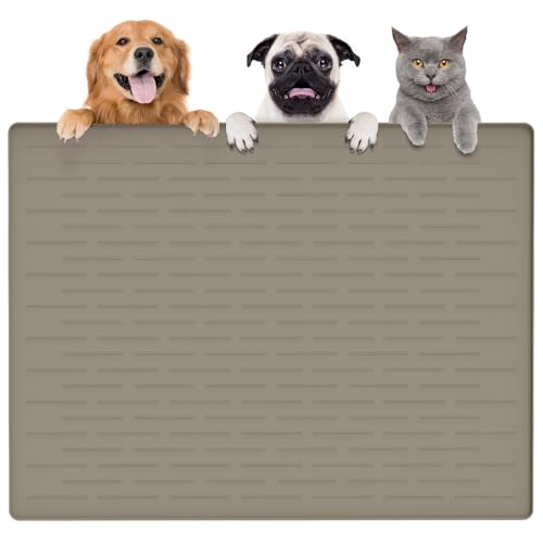 Thinken Hundefuttermatte, 100,3 x 74,9 cm, Silikon, Hunde- und Katzenmatte für Futter- und Wassernäpfe, wasserdicht, rutschfest, XXXL, für Böden (braun) von Goldleaf