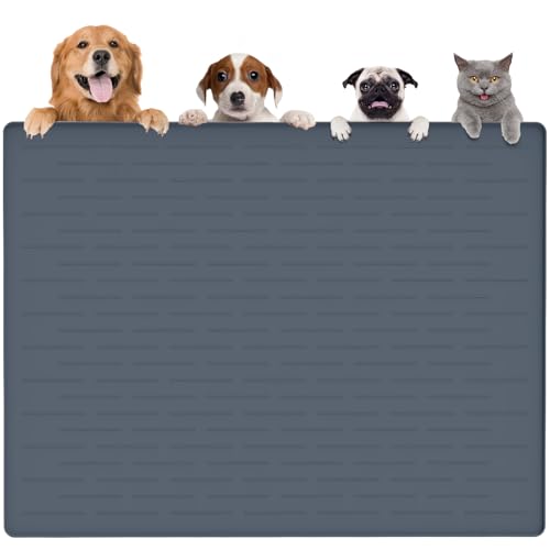 Thinken Hundefuttermatte, 121,9 x 81,3 cm, Silikon, Hunde- und Katzenmatte für Futter- und Wassernäpfe, wasserdicht, rutschfest, XXXL, Haustier-Futtermatte für Böden (Graublau) von Goldleaf