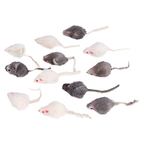 12 stücke Kaninchen Pelz Mäuse Katze Maus Grelot Spielzeug 14 × 10 × 4 Katze Spielzeug Kleine Plüsch Maus Lustige Katze Spielzeug Gefälschte Maus Für Kätzchen Und von Gonetre