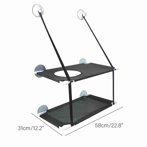 Doppelschicht Katzenfenster Hängematte Starke Saugnäpfe Katze Fenster Barsch Bequemes Sonnenbad Bett für Katzen Oxford Tuch Leinen -Leinen Nylon -Gurtband (Gonetred6zp2vxu10-40) von Gonetre