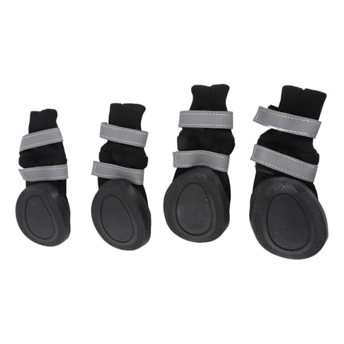 Gonetre 4pcs Set wasserdichte Hundestiefel Anti -Schlupf -Haustierschuhe Schutzstiefel für Große Hunde Im Freien Im Freien Schwarz Rote Baumwollpolyester (XL) von Gonetre