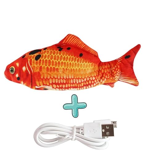 Gonetre Electric Fish Cat Toy Toy Elektrische Katzenspielzeug für Innenkatzen, Flopping Rotes Karpfenplüschfisch -Katzenminze -Spielzeug, USB Interactive Pet Toy für Chat Kätzchen (D) von Gonetre