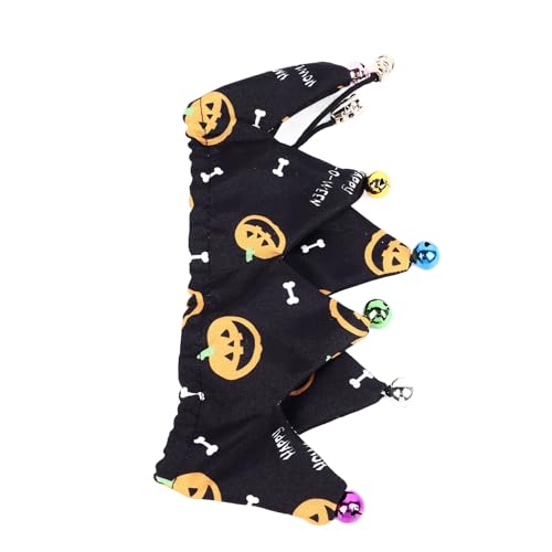 Gonetre Halloween-Katzenhalsband mit Kürbismuster, Glocken, Verstellbares Haustier-Schal-Kostüm für Kleine Hunde und Katzen von Gonetre