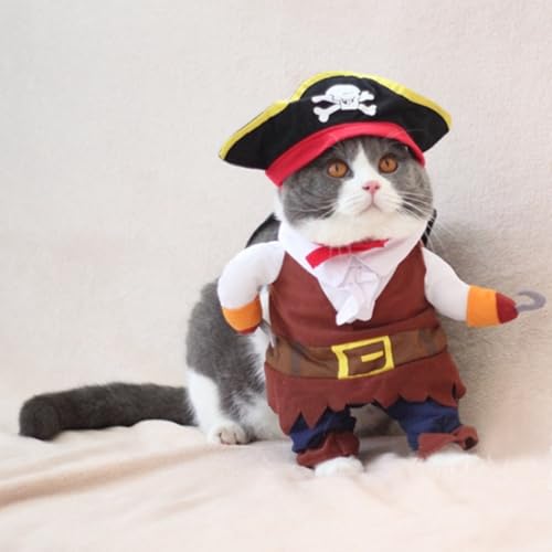 Gonetre Haustierpirat KostüM Halloween Niedliche Langlebige Lustige Polyester -Dress -up -Outfit für Katzen Hunde S M L XL (S) von Gonetre