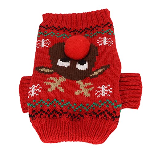 Gonetre Hunde-Weihnachtspullover, Hunde-Schneepullover, Verdickender Neujahrs-Weihnachts-Hundeurlaubspullover für Kleine, Mittelgroße Hunde (Rot) von Gonetre