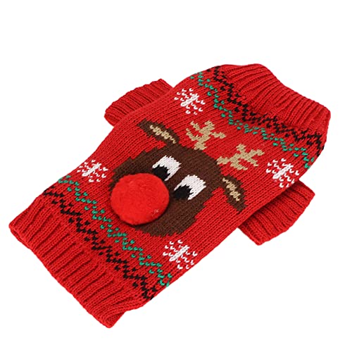 Gonetre Hunde-Weihnachtspullover, Hunde-Schneepullover, Verdickender Neujahrs-Weihnachts-Hundeurlaubspullover für Kleine, Mittelgroße Hunde (Rot) von Gonetre