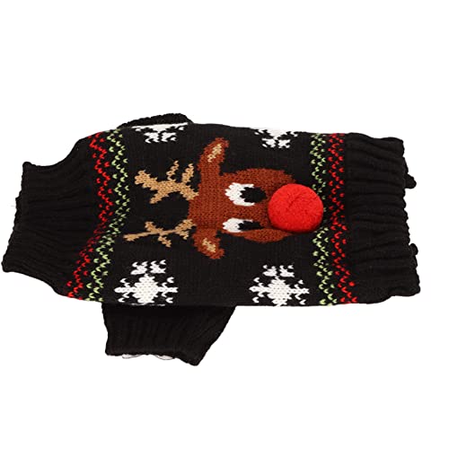 Gonetre Hunde-Weihnachtspullover, Hunde-Schneepullover, Verdickender Neujahrs-Weihnachts-Hundeurlaubspullover für Kleine, Mittelgroße Hunde (Schwarz) von Gonetre