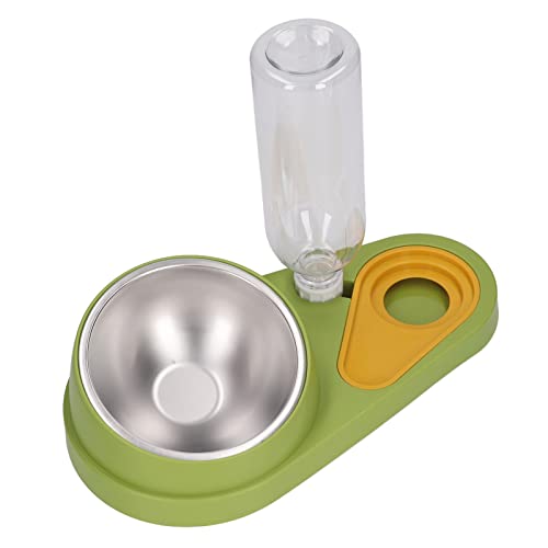 Gonetre Katze geneigter Wasserfutternapf Set Katze Wasser Futternapf Automatische Wasserfüllung 16 Grad Neigung Edelstahl Doppel Haustier Schüssel Set (Grün) von Gonetre
