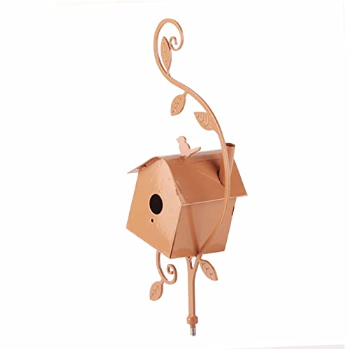 Gonetre Metall Vogelhaus mit Stange Distelte Metallkunstkottage Garten wasserdichte Rostfeste Vogelhaus für Außen Im Innenbereich -Baugruppe für Vogelliebhaber (Stil 4) von Gonetre