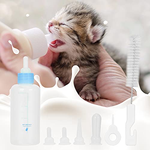 Gonetre Pet Nursing Kit Pet Pet Milk Bottle Puppy Kitten 6pcs Set 60ml Pet Puppy Kitten Small Dog Cat Milk Nursing Care Kit Pink (Blue) von Gonetre