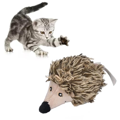 Gonetre Plüschkatze Spielzeug für Innenkatzen, Interaktive Elektrische Katzenjagdspielzeug, Weiche Plüsch Angst Reduktion Quietschendes Katzenspielzeug, (Hedgehog 10x6.5x6.5cm) von Gonetre