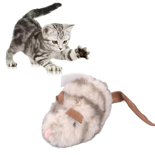 Gonetre Plüschkatze Spielzeug für Innenkatzen, Interaktive Elektrische Katzenjagdspielzeug, Weiche Plüsch Angst Reduktion Quietschendes Katzenspielzeug, (Maus) von Gonetre