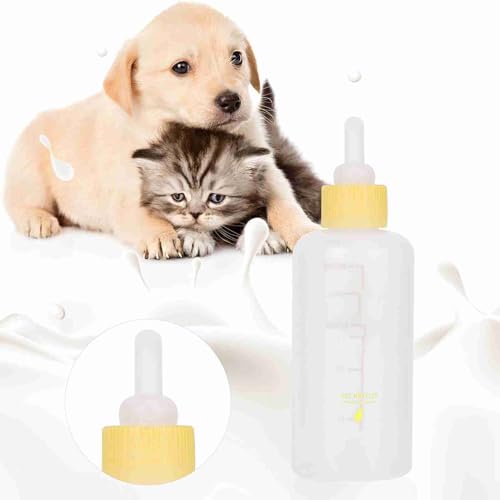 Haustier-Pflegeset, Haustier-Haustier-Milchflasche, Welpen-Kätzchen, 6 Stück/Set, 60 Ml, Haustier-Welpen-Kätzchen, Kleiner Hund, Katze, Milch-Pflegeset, Rosa (Gelb) von Gonetre