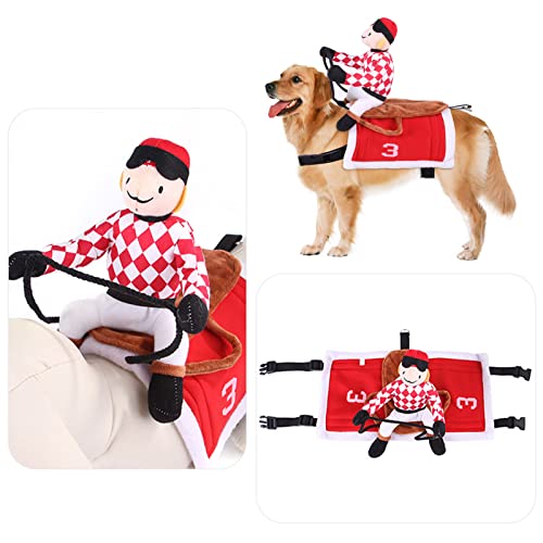 Haustier-ReitkostüM für Hunde, Halloween, Weihnachten, Sattelritter, Hundekleidung, Rot, S, M, L, XL, Geeignet für Mops, Malteser-Russell-Terrier, Boston-Terrier (L) von Gonetre