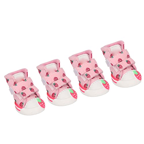 Gonetre Hundestiefel, Hundeschuhe, rutschfest, Atmungsaktives Segeltuch, Niedliche Erdbeer-Hundestiefel Kleine Hunde, Teddy, Bichon, Zwergspitz (Typ 1) von Gonetre