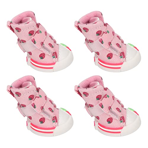 Gonetre Hundestiefel, Hundeschuhe, rutschfest, Atmungsaktives Segeltuch, Niedliche Erdbeer-Hundestiefel Kleine Hunde, Teddy, Bichon, Zwergspitz (Typ 3) von Gonetre