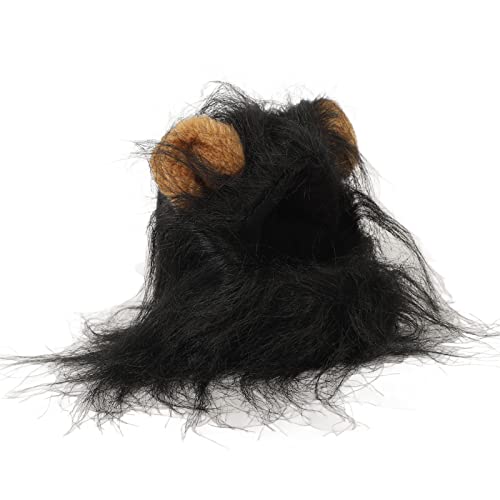 Katzenkostüm-Kopfbedeckung, Süße Mähne, Hunde- und Katzenmähne, Bezaubernde, Niedliche, Lustige Kostüm-Mähnenmütze mit Ohren für Katzen und Kleine Hunde (Schwarz) von Gonetre