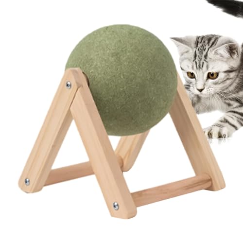 Goniome Katzenminze-Bodenballspielzeug, Katzenminzball, drehbare Katzenminze-Rollerball-Bodenhalterung, interaktivem Katzenminzespielzeug für Hauskatzen (L) von Goniome