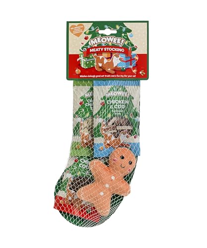 Good Boy Meowee! Weihnachtsstrumpf für Katzen (30g, Huhn, Kabeljau, Katzenminze, 106g) von Good Boy