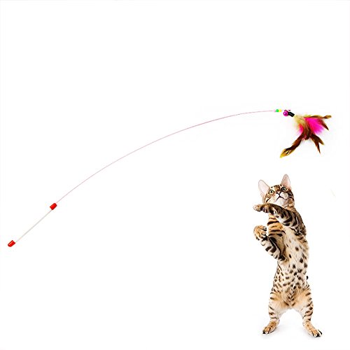 Good01 Feder teaser Katzenspielzeug, interaktives Cat Catcher mit extra lang 99,1 cm Zauberstab, und kleine Glocke, Spaß Trainingsgerät Spielen Spielzeug von Good01