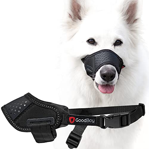 GoodBoy Maulkorb für Hunde, der Trinken und Hecheln ermöglicht, verhindert Beißen – weiches, große und extra große Hunde (schwarz, XL) von GoodBoy