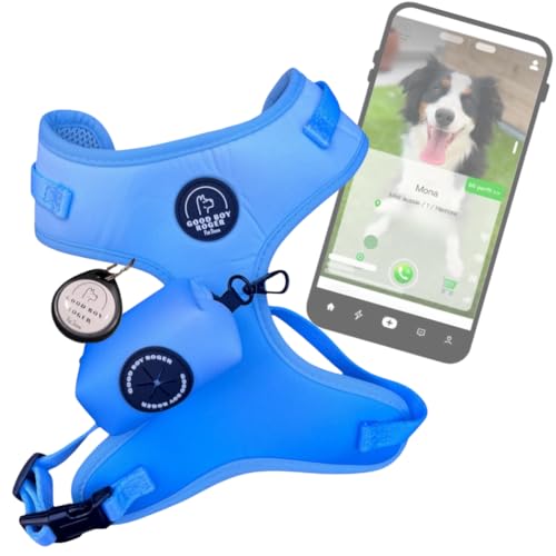 GoodBoyRoger Haben Sie jemals Ihr Haustier verloren? Lokalisierbares Geschirr für Hund und Katze, für kleine, mittelgroße und große Hunde, ohne GPS und ohne Abonnement, Weste gegen Ziehen (XS, Sky) von GoodBoyRoger