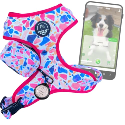 GoodBoyRoger Haben Sie jemals Ihr Haustier verloren? Lokalisierbares Geschirr für Hund und Katze, für kleine, mittelgroße und große Hunde, ohne GPS und ohne Abonnement, Ziehweste (L, abstrakt) von GoodBoyRoger