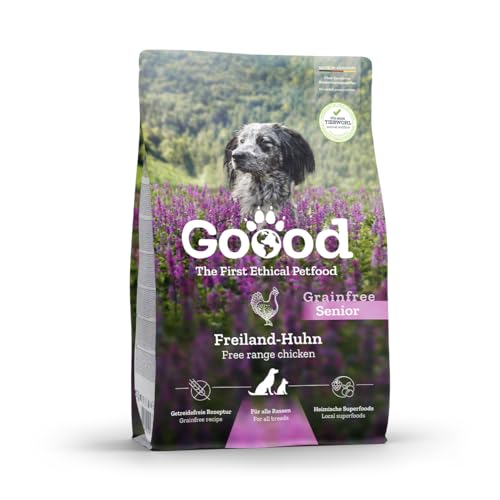 Goood Senior Hundefutter Trocken für ausgewachsene Hunde ab 11kg - Gesundes Hundefutter Getreidefrei & ohne Zusatzstoffe - Trockenfutter für Hunde - Huhn & Forelle - für ALLE Rassen [1 x 10 Kg] von GOOOD