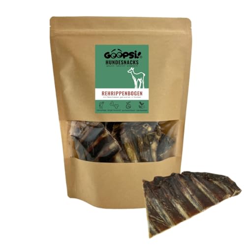 GOOPSI Rehrippen Hund getrocknet 300g, gestückelt - Natur Kauartikel Hund unbehandelt mit Fleischresten - Kauspaß für Hunde - aus Deutschland GOOPSI Rehrippen Hund getrocknet 300g, gestückelt - Natur Kauartikel Hund unbehandelt mit Fleischresten - Kauspaß für Hunde - aus Deutschland von Goopsi