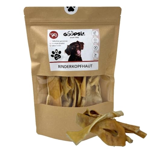 GOOPSI Rinderkopfhaut für Hunde, getrocknet 200g, 12-15 cm Kaustangen - Hunde Kauartikel für Zahnpflege & Beschäftigung - sonnengetrocknet - Premium Qualität GOOPSI Rinderkopfhaut für Hunde, getrocknet 200g, 12-15 cm Kaustangen - Hunde Kauartikel für Zahnpflege & Beschäftigung - sonnengetrocknet - Premium Qualität von Goopsi