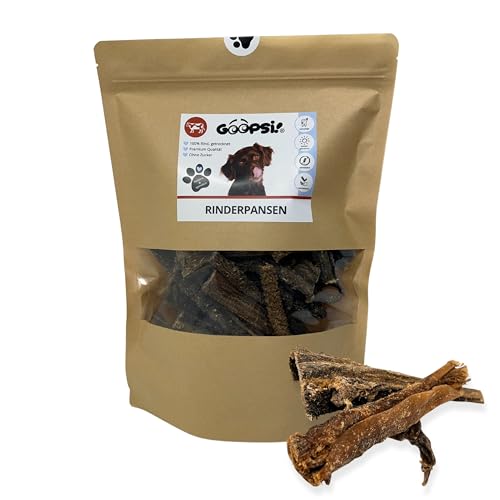 GOOPSI Rinderpansen getrocknet für Hunde 300g - Kauartikel - schöne große Stücke, 13-18 cm lang - Kausnack für Welpen und Erwachsene Hunde - Premium Qualität von Goopsi