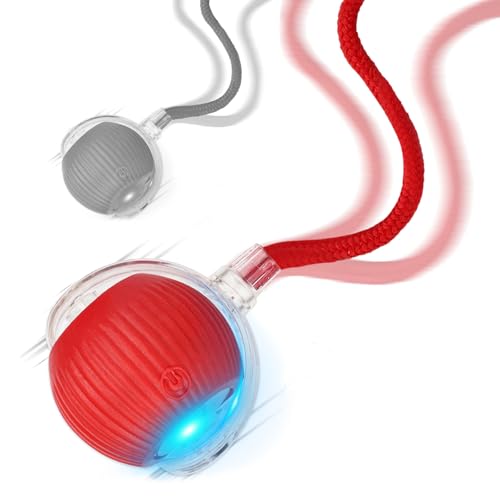 Goosheep 2025 Katzenball für den Innenbereich, interaktives Kätzchenspielzeug, schneller Schwanz, 360 ° automatisches Rollen (rotgrau) von Goosheep