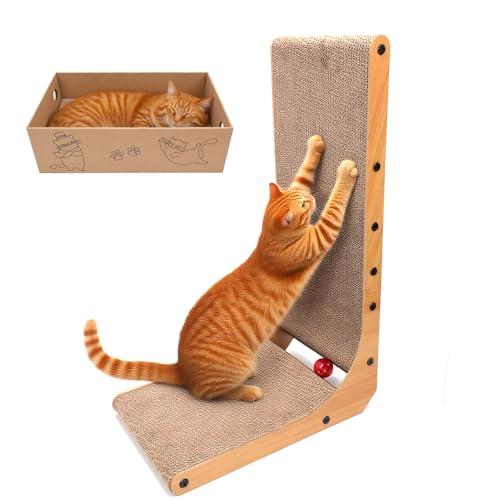 Goosheep L-förmiger Katzenkratzer 2 in 1 Kratzbrett für Indoor Katzen Schutz Möbel Kartonbox Kratzpad mit Ball Spielzeug Goosheep L-förmiger Katzenkratzer 2 in 1 Kratzbrett für Indoor Katzen Schutz Möbel Kartonbox Kratzpad mit Ball Spielzeug von Goosheep