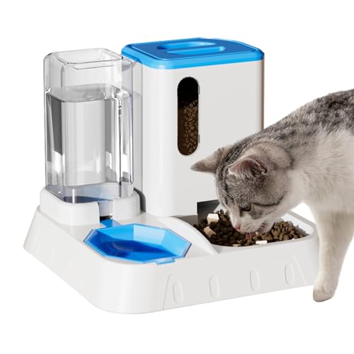Automatischer Katzenfutterspender, Automatische Futterspender für Katzen - 2-in-1-Futter- und Wasserspender, transparent, automatisch - Einfache Installation, rutschfest, große Kapazität, Goowafur von Goowafur