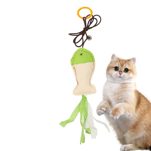 Goowafur Fischspielzeug für Katzen,Katzenspielzeugfisch - Katzenspielzeug für den Innenbereich,Stitchable Fish Teaser Cat Crazy Toy mit Glocke für Katzenkätzchen, die Spaß beim Trainieren und Spielen von Goowafur