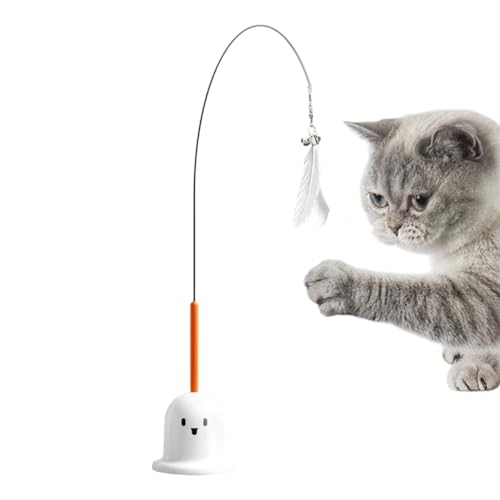 Goowafur Katzen Teaser, Katzenstab,Saugnapfbecher Interaktives Spielzeug für Innenkätzchen | Kitten Bells Feather Interactive Teaser für Innenkatzen, die Langeweile beseitigen von Goowafur