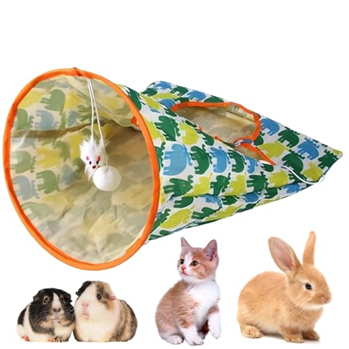Goowafur Katzentunnel,katzentunnel Tasche,Ausziehbares, zusammenklappbares Röhrenspielzeug mit pelzigem Ball,interaktives Spielspielzeug, Haustierzubehör für Haustiere von Goowafur