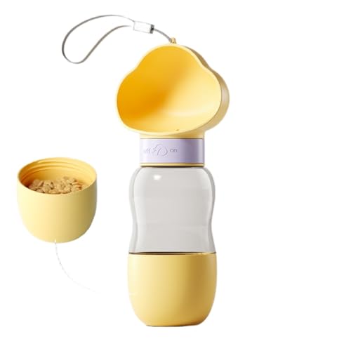 Tragbare Wasserflasche für Hunde – auslaufsicherer Reisebecher für Haustiere mit faltbarem Silikonnapf, 600 ml BPA-freier Wasserspender für Hunde/Katzen unterwegs (Gelb) von Gorger