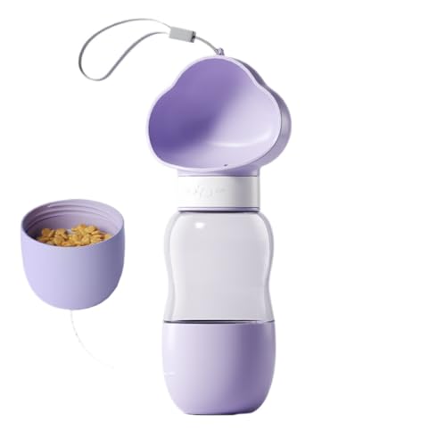Tragbare Wasserflasche für Hunde – auslaufsicherer Reisebecher für Haustiere mit faltbarem Silikonnapf, 600 ml BPA-freier Wasserspender für Hunde/Katzen unterwegs (lila) von Gorger