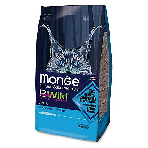 Monge BWild Trockenfutter für Katzen (Katzenfutter trocken getreidefrei, Katzenfutter trocken mit Sardellen, sehr Ballaststoff- & Vitaminreich, hochwertiges Katzen Trockenfutter, 1,5 kg) von Gorilla pets