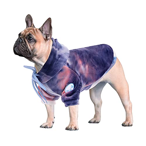 Gorsbark Batik-Hunde-Kapuzenpullover für kleine Hunde Welpen Casual Sweatshirt Wintermantel Doggies Fashion Warm Cold Season Jacke Lila L von Gorsbark