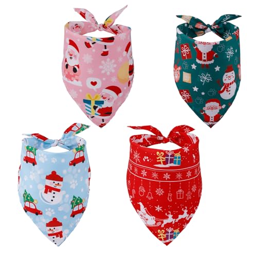 4 Stück Weihnachtshalstücher für Hunde, Süß Weihnachtsmann Schneeflocken-Aufdruck Dreieckstuch für Hunde Atmungsaktiv Weihnachtskostüm, für Kleine Mittelgroße und Große Hunde Katzen (Stil 2) 4 Stück Weihnachtshalstücher für Hunde, Süß Weihnachtsmann Schneeflocken-Aufdruck Dreieckstuch für Hunde Atmungsaktiv Weihnachtskostüm, für Kleine Mittelgroße und Große Hunde Katzen (Stil 2) von Gosknor