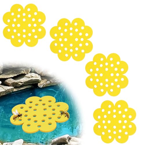 Gosknor 4 Stück Schwimmende Bieneninsel, Blumenform Schwimmende Bienen-Tränkestation Schmetterlings-Trinkbrunnen für Bienenstock Poröses Design für einfachen Zugang zu Wasser Gartendekor im Freien von Gosknor