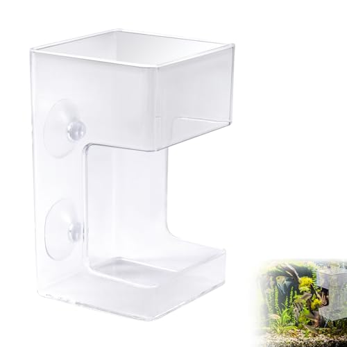 Gosknor Fischfutter Automat, 10x6cm Fischfutterspender Schwimmend & Sinkend Futterautomat Aquarium Halter Spender mit Saugnäpfen für die Fütterung von Schildkröten Garnelen (Quadratisch) von Gosknor