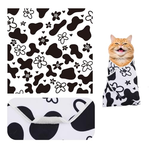 Gosknor Katzenpflege Wrap, 55x55 cm Großes Wickeltuch zum Fesseln von Katzen zum Krallenschneiden Selbsthaftende Beruhigende Anti-Ausbruchs-Decke Burrito-Decke Tierpflegezubehör von Gosknor