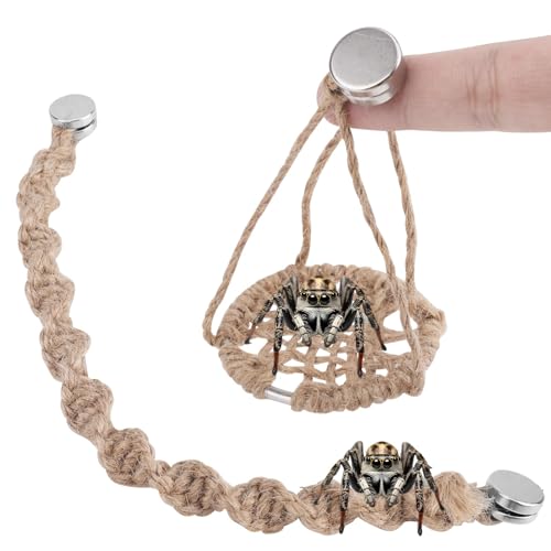 Gosknor Seilbrücke für Springspinnen mit Magneten, magnetisches Kletterseil für Spinnenspringer, Treppen aus geflochtenem Garn für Spinnenspringer, Zubehör Gosknor Seilbrücke für Springspinnen mit Magneten, magnetisches Kletterseil für Spinnenspringer, Treppen aus geflochtenem Garn für Spinnenspringer, Zubehör von Gosknor