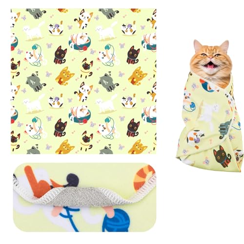 Gosknor Selbstklebende Katzen-Pflege-Wickel, 55x55cm Kratzfest Wickel-Decke für Nagelpflege Ausbruchsicher Beruhigende Katzen-Rückhaltehilfe für Schneiden Haustier-Pflege-Zubehör (Groß) von Gosknor