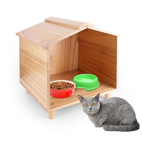 Katzenhaus für Draußen, Katzenesszimmer aus Holz für Draußen Wasserdichtes Katzenhaus Katzenfutterstation für Draußen für Katzen Hunde Vögel Kaninchen Katzenhaus für Draußen, Katzenesszimmer aus Holz für Draußen Wasserdichtes Katzenhaus Katzenfutterstation für Draußen für Katzen Hunde Vögel Kaninchen von Gosknor